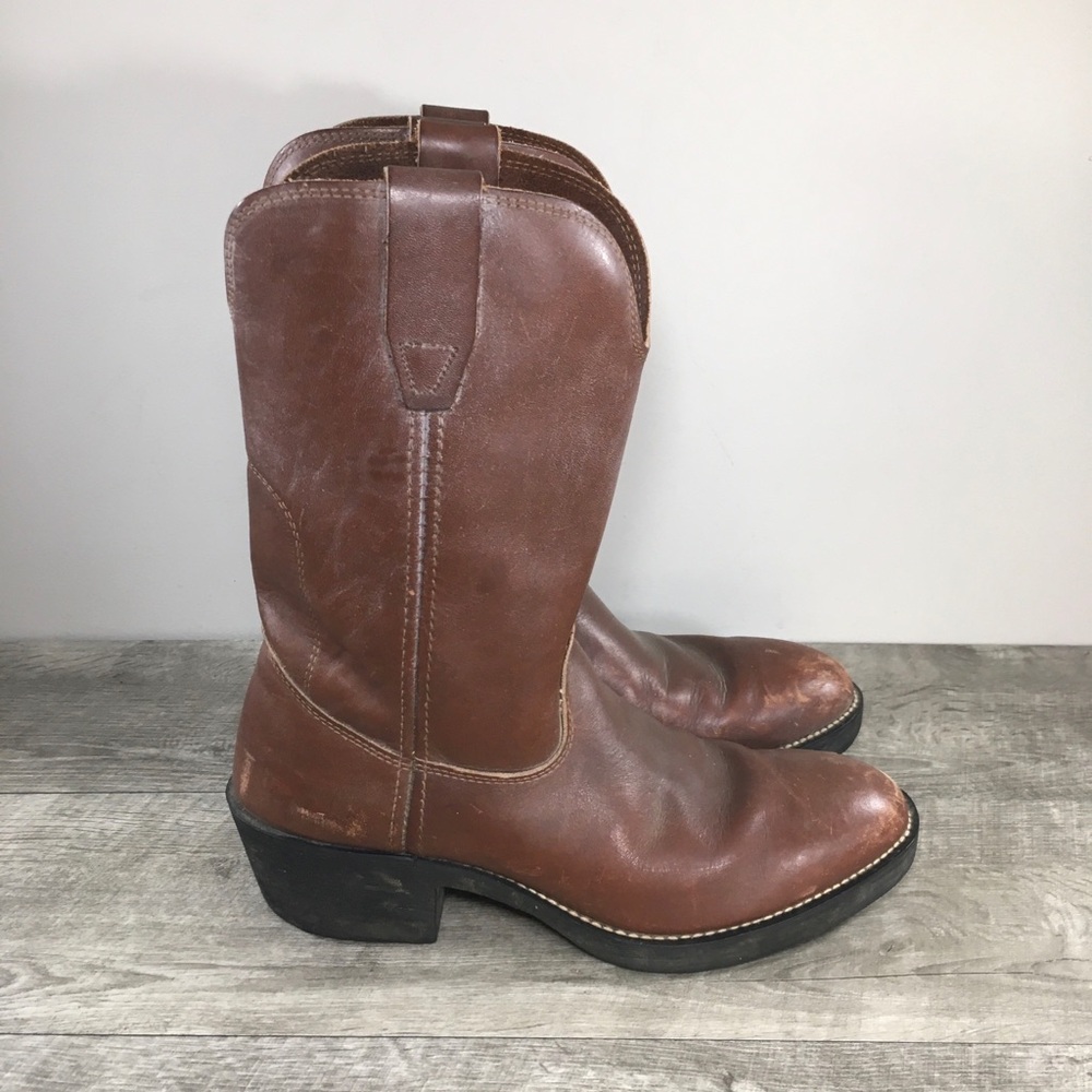 Georgia Cowboy Mens Western Leather BIKER Motorcycle Pull On Steel Toe Boots 8